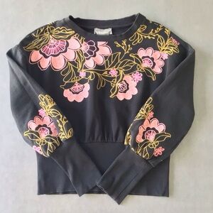 Anthropologie Embroidered Floral Sweatshirt